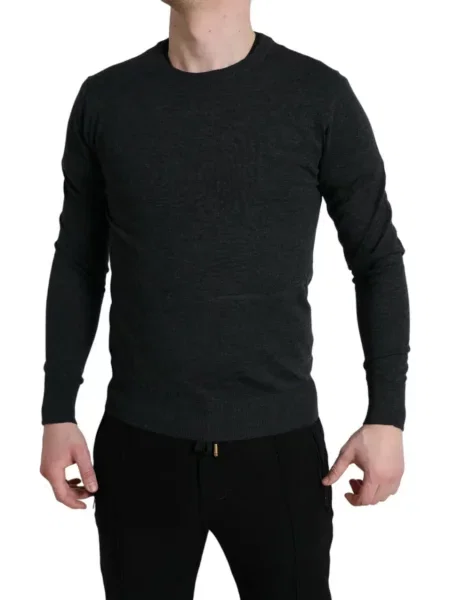 Pulover Dolce & Gabbana cu decolteu rotund gri