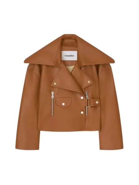 Kurtka skórzana Nanushka brązowa