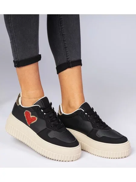 Sneakerși D/ceo cu motiv cu inimi negru
