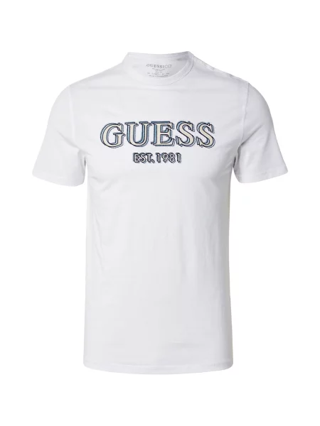 GUESS Tricou bej / albastru deschis alb