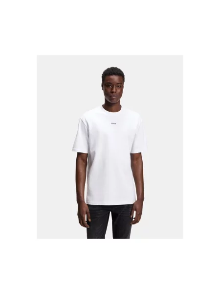 HUGO Tricou Dapolino negru / murdar alb