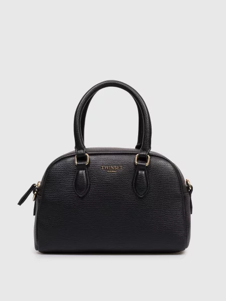 Сумка-тоут з фактурним логотипом Twinset чорна