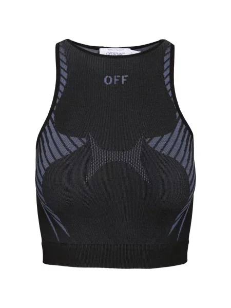 Top Off-white fără mâneci tricotate alb