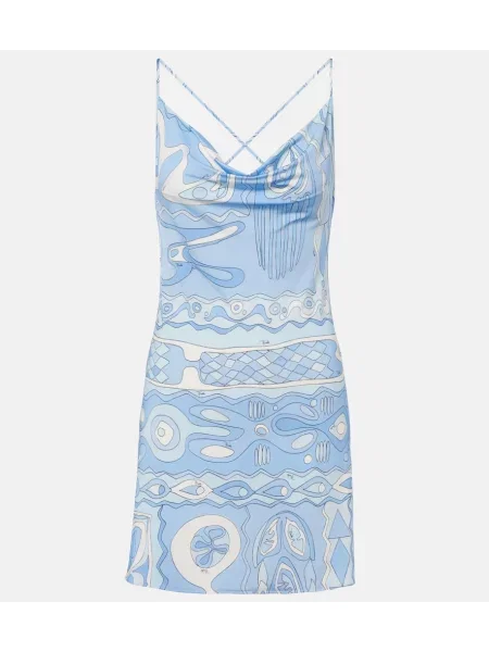Rochie Pucci din satin drapată albastru