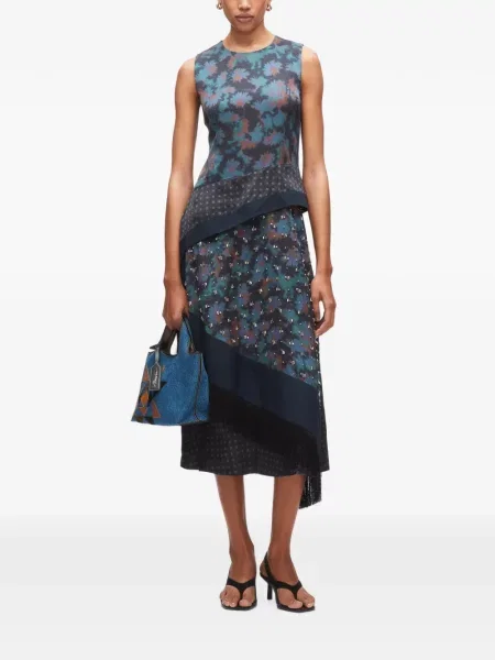 Rochie midi 3.1 Phillip Lim asimetrică albastru