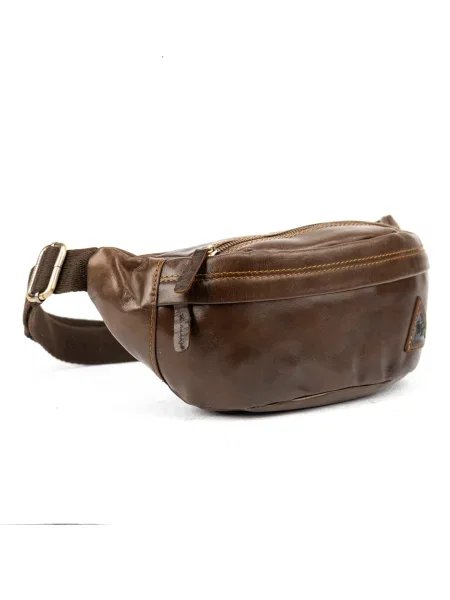 Кожаная поясная сумка Royalbag коричневая