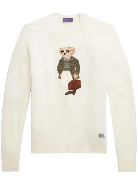 Pulover Ralph Lauren Purple Label cu broderie alb