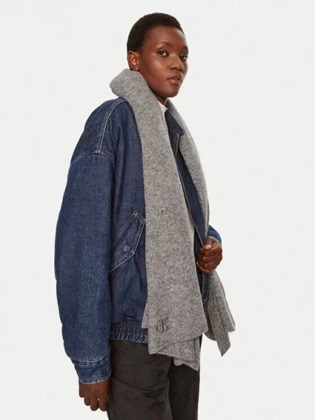 Calvin Klein Šal Thick Embroidery siva