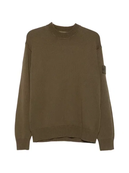 Pulover Stone Island cu decolteu rotund cu strasuri verde