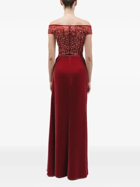 Rochie maxi Rami Al Ali de catifea roșu