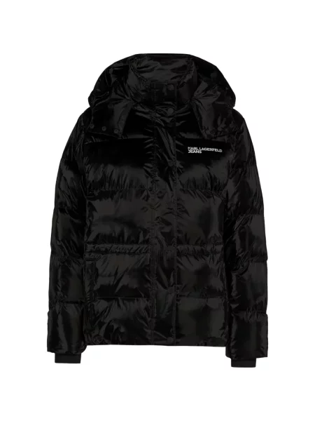 Geacă de blugi Karl Lagerfeld Jeans cu glugă negru