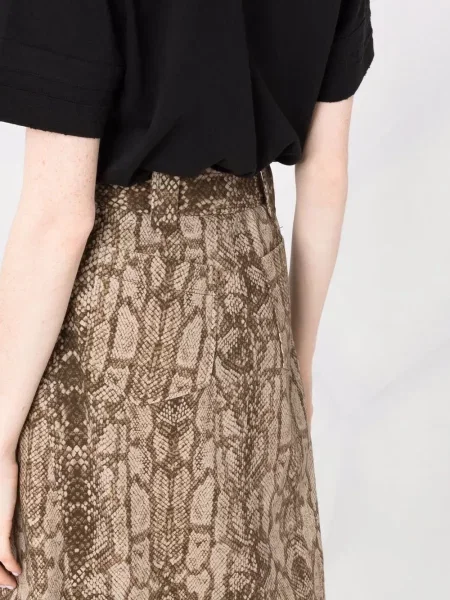 Fustă Alberta Ferretti cu imagine cu model piele de șarpe maro