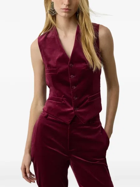 Vestă Ralph Lauren Collection de catifea roșu