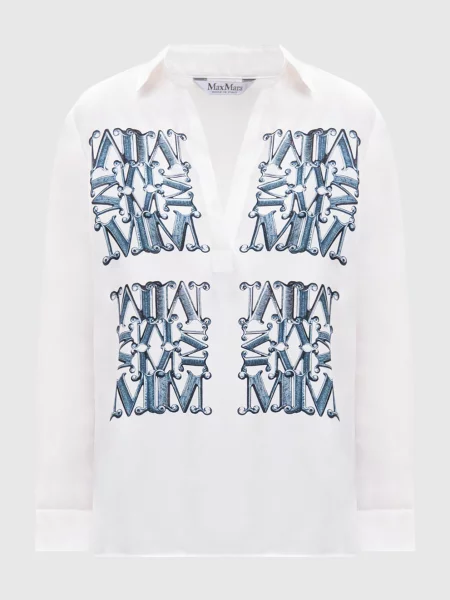 Блуза FILTRO із шовку з принтом логотипа Max Mara бежева