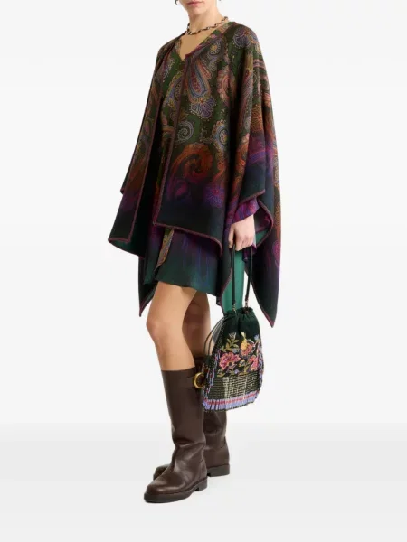 Cu centură rochie mini Etro cu model paisley verde