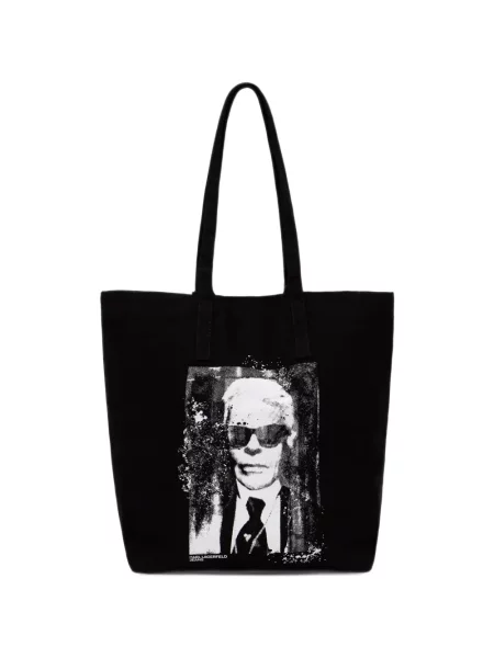 Geantă shopper Karl Lagerfeld Jeans cu imagine negru