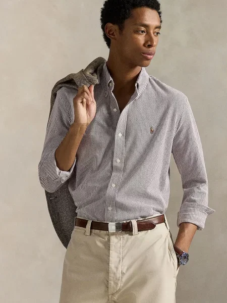 Košulja Polo Ralph Lauren regular s klasičnim ovratnikom bordo