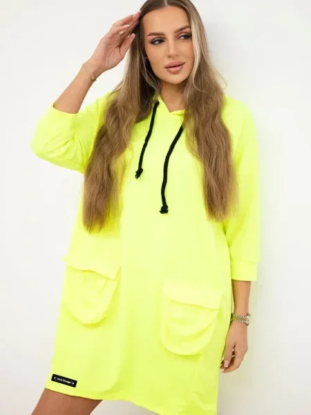 Bluza z kapturem Kesi z kapturem garniturowa żółta