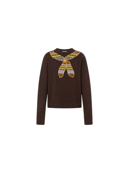 Sweter Moschino wełniany brązowy