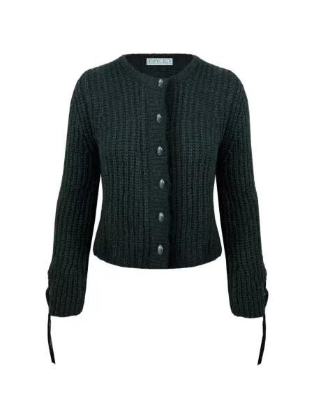 Cardigan Contessa Mills cu șireturi tricotate verde