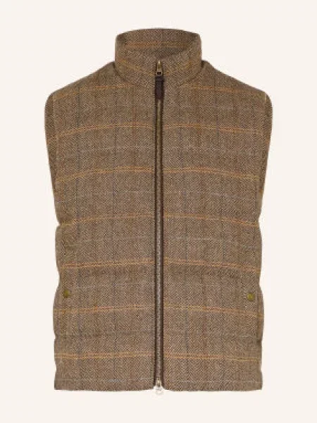 Hackett London Prošívaná Vesta hnědá / koňaková béžová