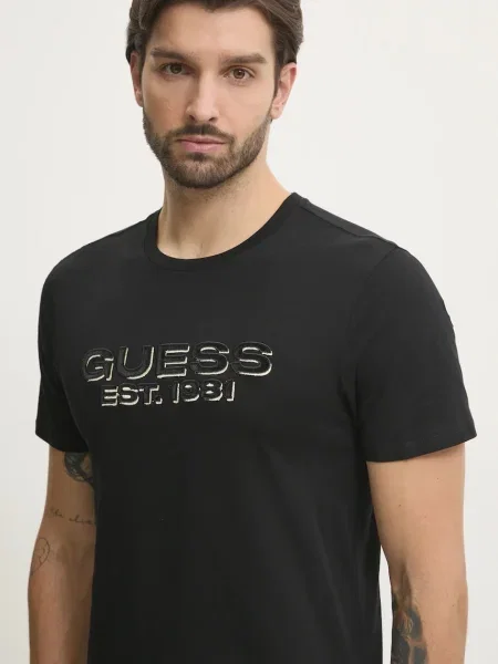 Tričko Guess s aplikací černá