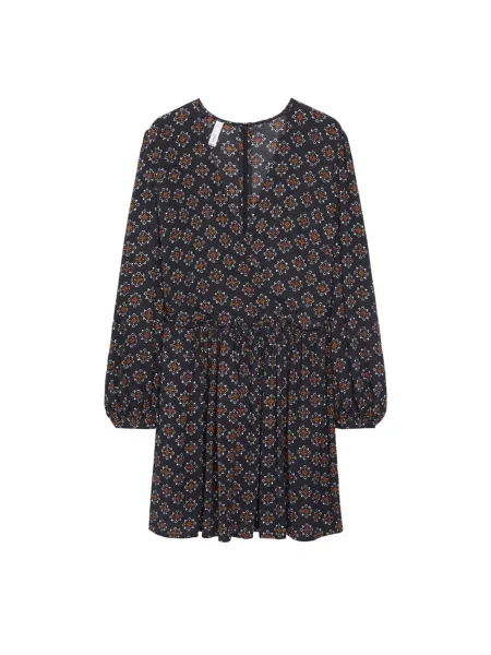 MANGO Rochie Africa negru galben muștar alb
