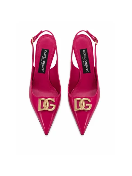 Czółenka Dolce And Gabbana skórzana z logo różowa