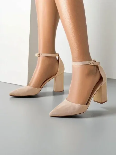 Pantofi cu toc Resti din piele de căprioară