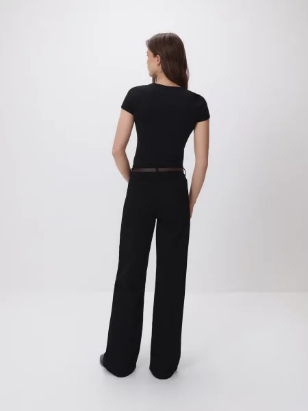 Reserved Джинси з поясом wide leg чорний