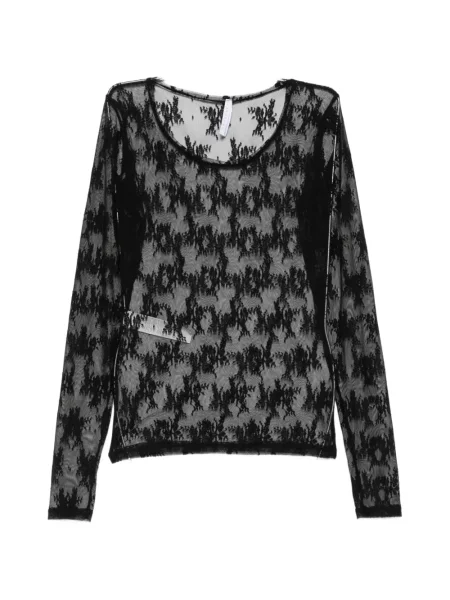 Lung top Imperial din dantelă negru