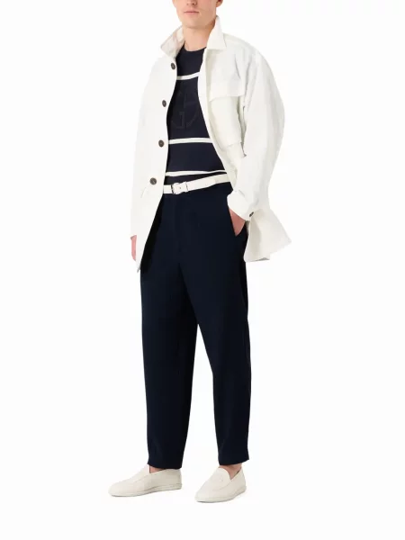Manšestrové zúžené kalhoty Giorgio Armani modré