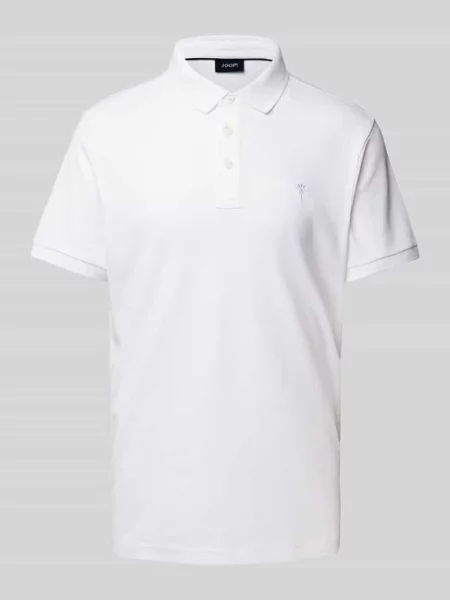 Koszulka polo JOOP! Collection;Czysta ekologiczna;Krój regular fit;Kołnierzyk polo z krótką listwą guzikową;Wyhaftowane logo;Długość tyłu w rozmiarze M: 72 cm biała