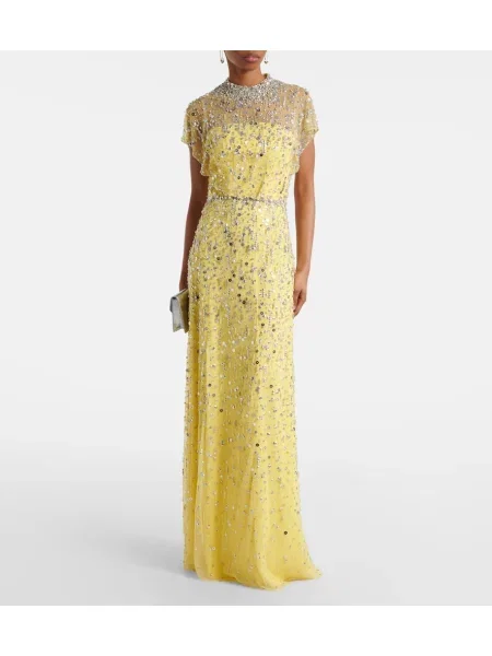 Rochie Jenny Packham de cristal galben
