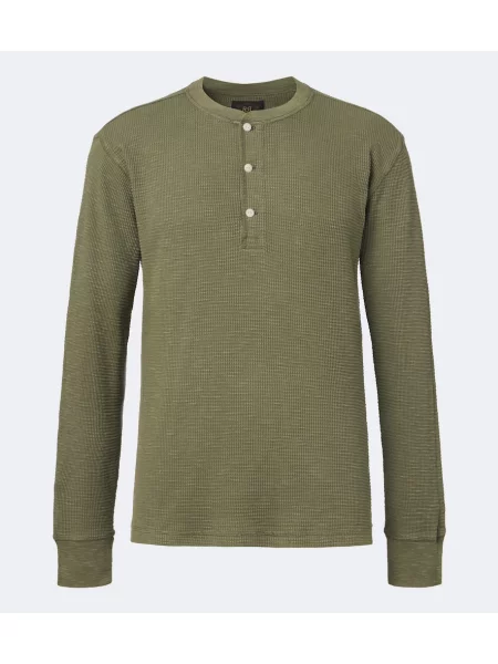 Cămașă Rrl tricotate cu guler henley verde