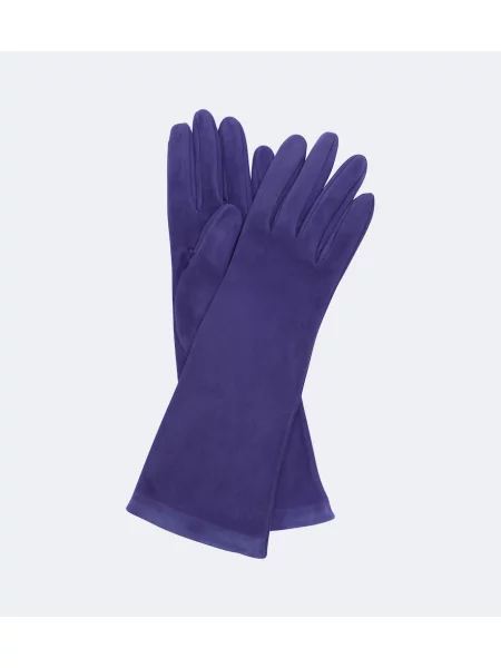 Mănuși Khaite din piele de căprioară violet