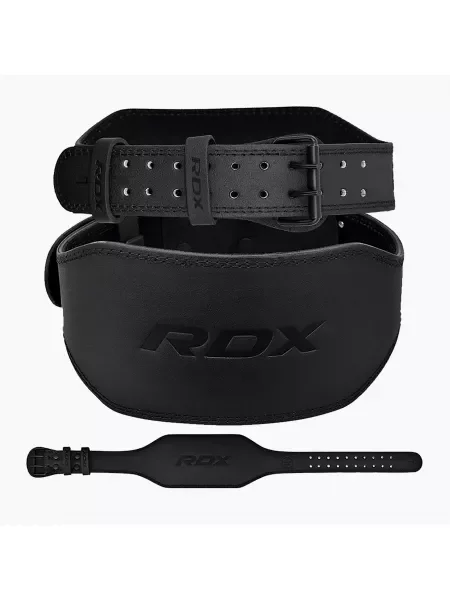 Pas do podnoszenia ciężarów RDX Belt 6" Leather black czarny