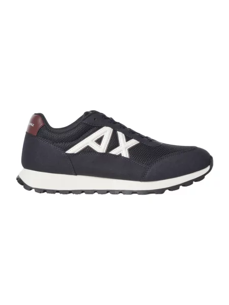 Sneakersy Armani Exchange sznurowane koronkowe z logo niebieskie