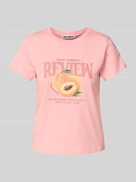 T-shirt z nadrukiem z logo Review różowa