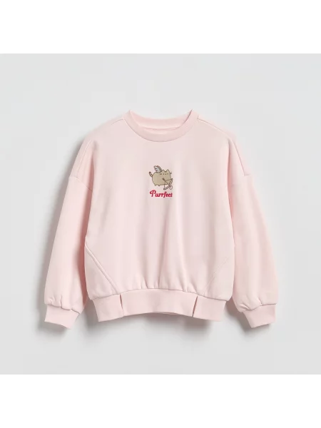 Reserved Mikina s aplikací Pusheen pastelově růžová