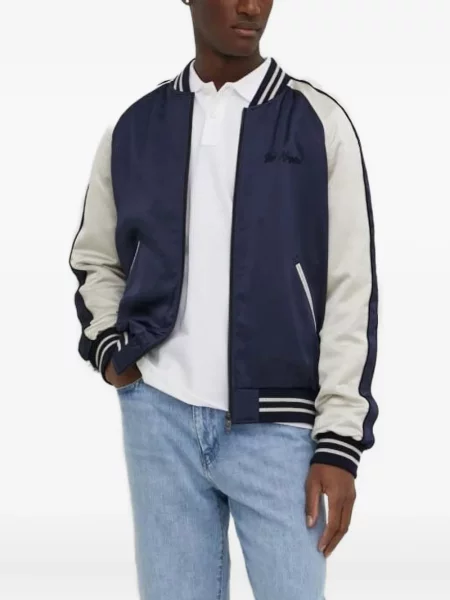 Geacă bomber The Kooples din satin albastru