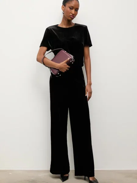 Велюрова блузка Answear.LAB однотонна чорний