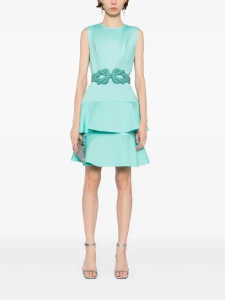 Rochie mini Saiid Kobeisy cu volane de costum verde