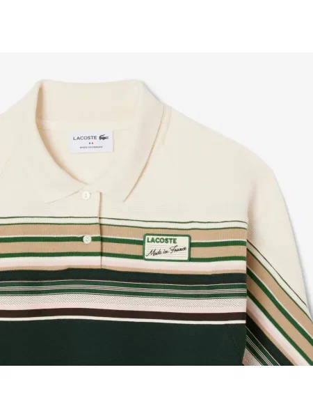 Lacoste Sukienka Z Kołnierzykiem Polo Z Długim Rękawem Z Blokadą Koloru Slim Fit Ciemnozielona zielony