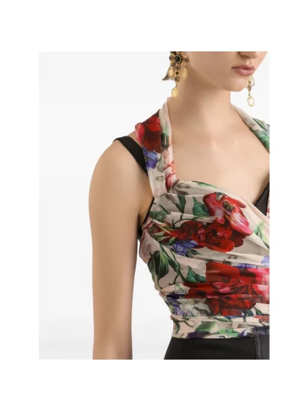 Wielobarwność top Dolce And Gabbana szyfonowy różowy