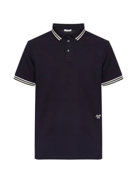 Tricou polo Moncler cu broderie albastru