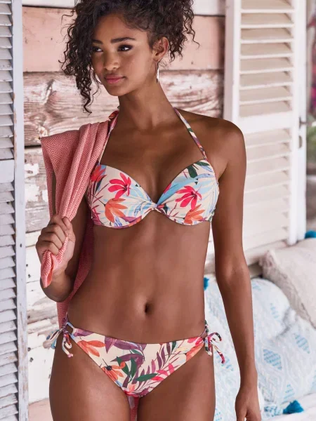 LASCANA Bikini hlačke kremna lila / mandarina zelena