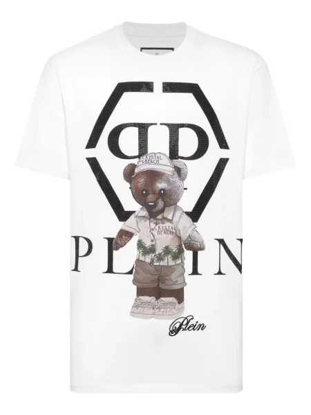 Tricou Philipp Plein de cristal teddy alb