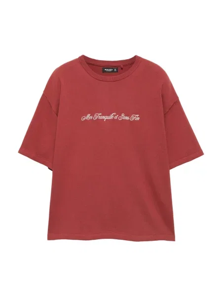 Pull&Bear Pulover hrđavo crvena bijela