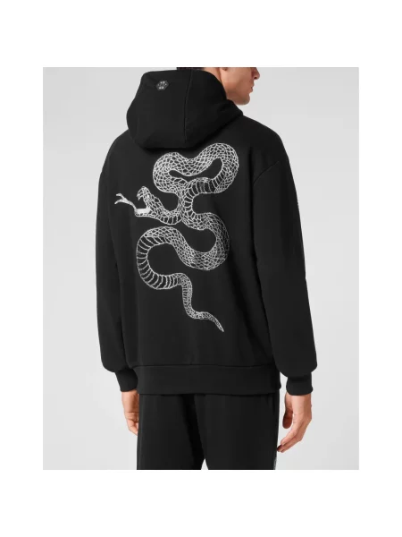 Bluza z kapturem Philipp Plein w wężowy wzór czarna